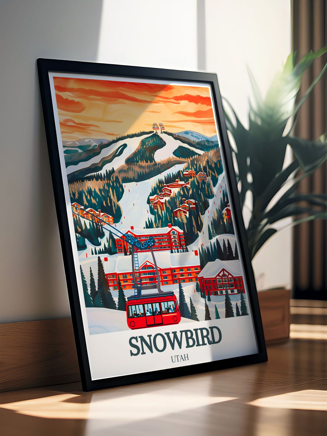 Snowbird Resort Aerial Tram stunning prints featuring the dramatic snow covered mountains and the sleek design of the tram.