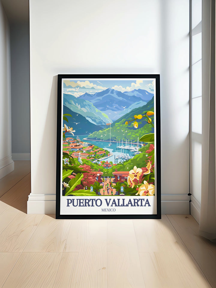 Puebla Print featuring vibrant city streets and colonial architecture perfect for any room paired with Vallarta Botanical Gardens Puerto Vallarta Marina stunning prints for a touch of elegance