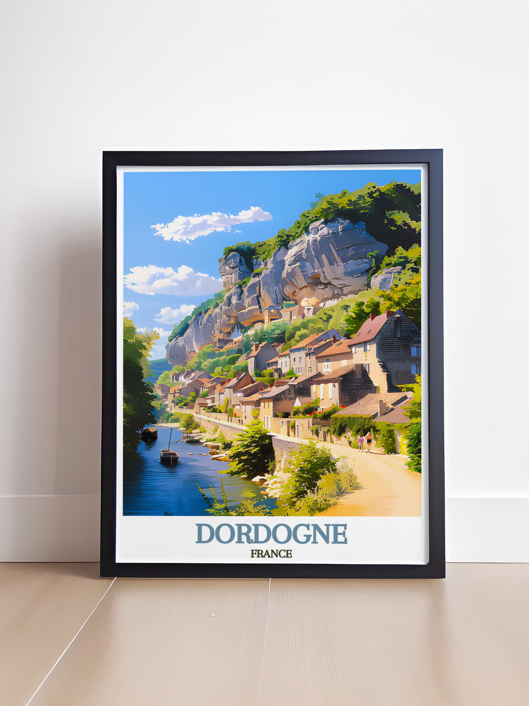 Dordognes rich history is celebrated in this poster, depicting the regions ancient villages and lush landscapes, ideal for art enthusiasts and history lovers.