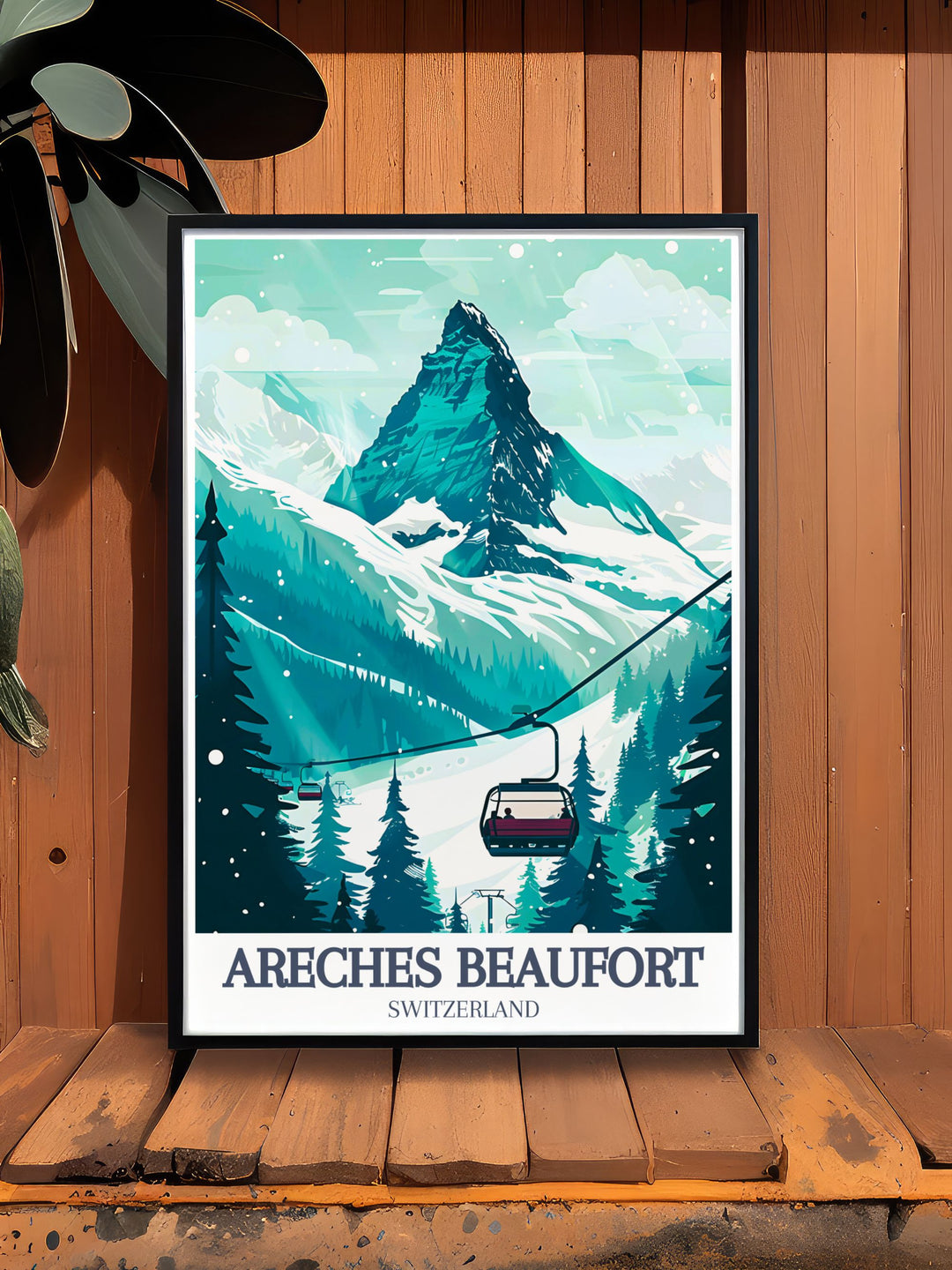 French Alps Ski Resort Print showcasing Pierra Menta Cuvy Chairlift from Areches Beaufort is a beautiful piece of retro skiing art Perfect as a gift for ski lovers or for those who adore the adventure of alpine landscapes