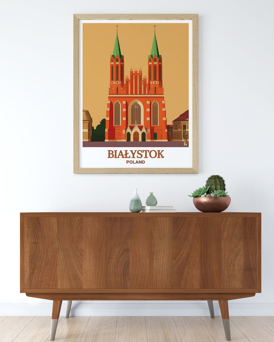 Poland Framed Art depicting Białystoks Archikatedra is a stunning piece of wall decor. The framed artwork highlights the intricate details of this architectural marvel, making it a great choice for anyone passionate about Polish history and culture.