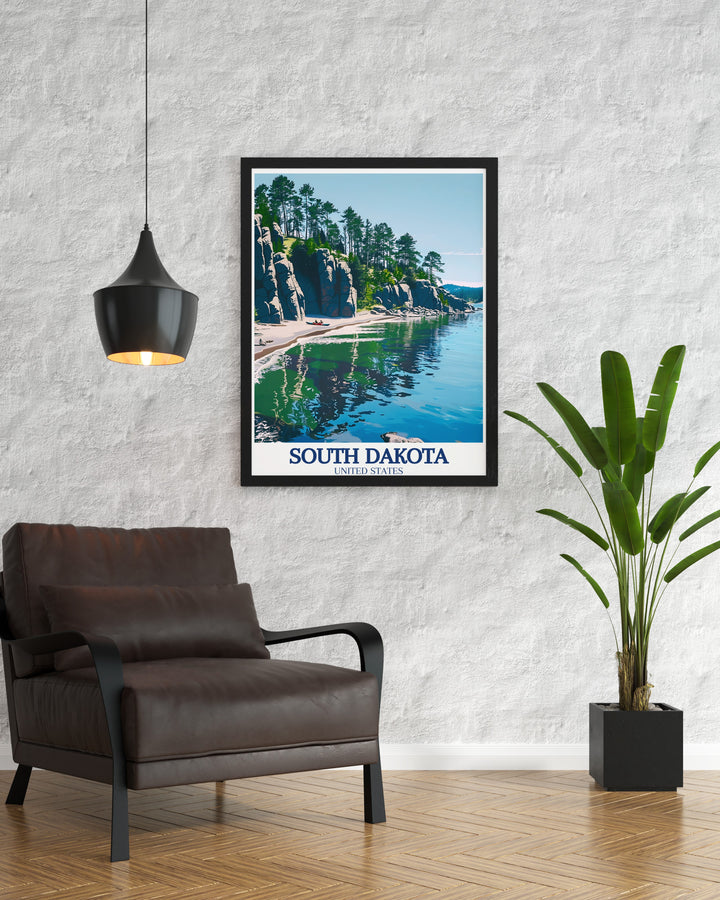 Gorgeous South Dakota artwork highlighting the beauty of Custer State Park Sylvan Lake perfect for stunning prints and sophisticated living room decor