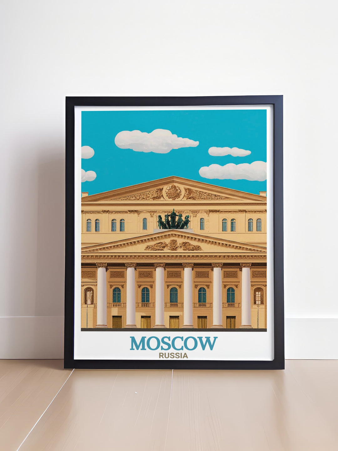 Bolshoi Theatre vintage print capturing the elegance and historic significance of one of Moscows most renowned cultural landmarks perfect for home decor and as a Russia gift for special occasions.