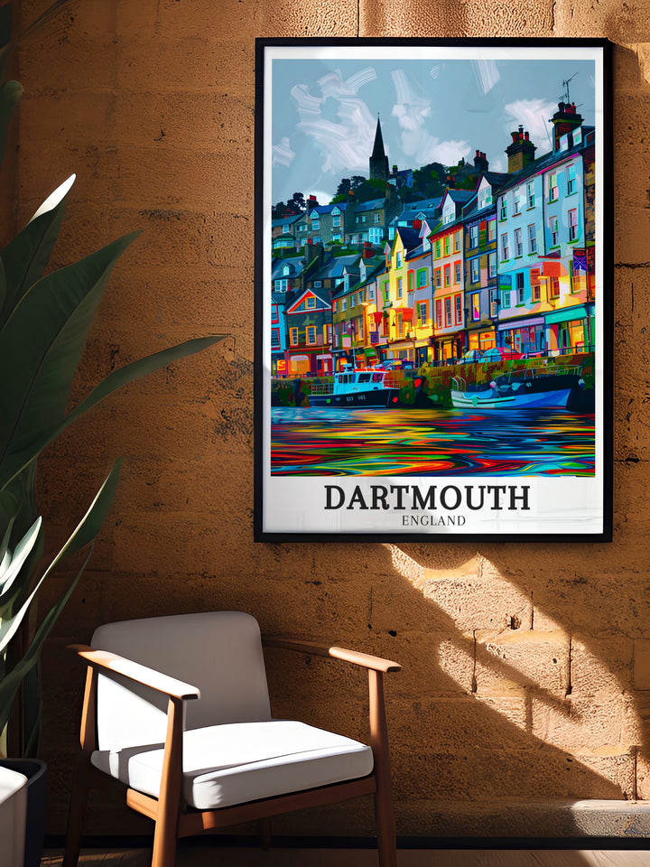 Dartmouths colorful waterfront and the iconic South Devon coast are brought to life in this detailed poster. Perfect for enhancing your space with the beauty of Englands coast, this artwork captures the charm and elegance of one of Englands most beloved regions.