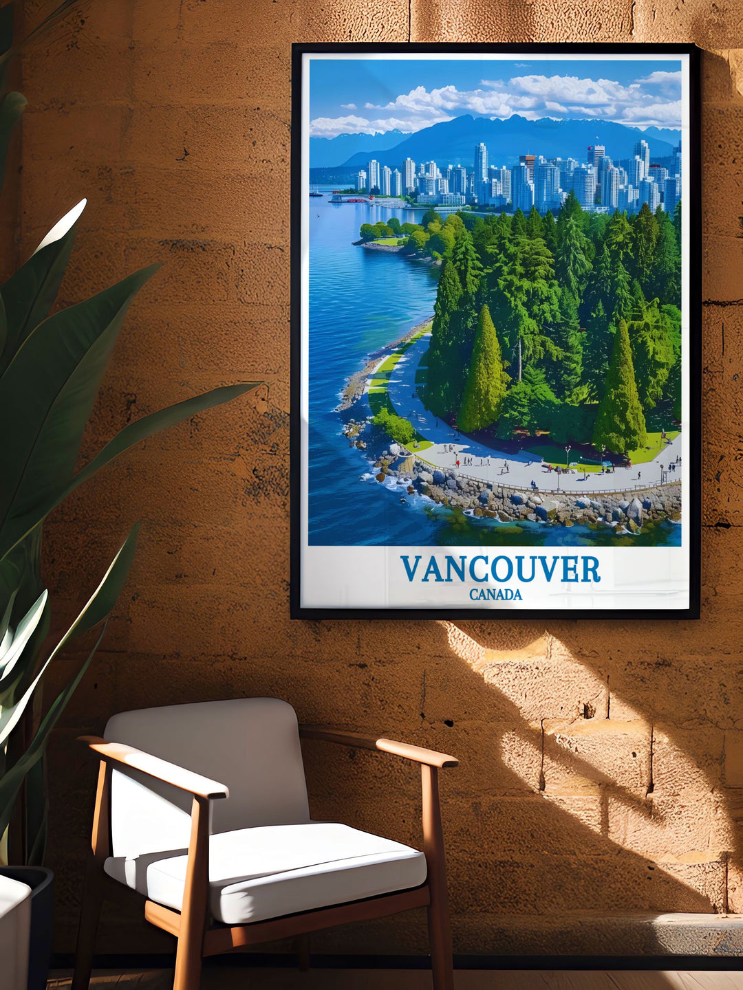 Experience the ecological richness and cultural heritage of Stanley Park with this travel poster. The artwork captures the verdant forests, diverse wildlife, and iconic totem poles, making it a perfect piece for those who appreciate nature and history.