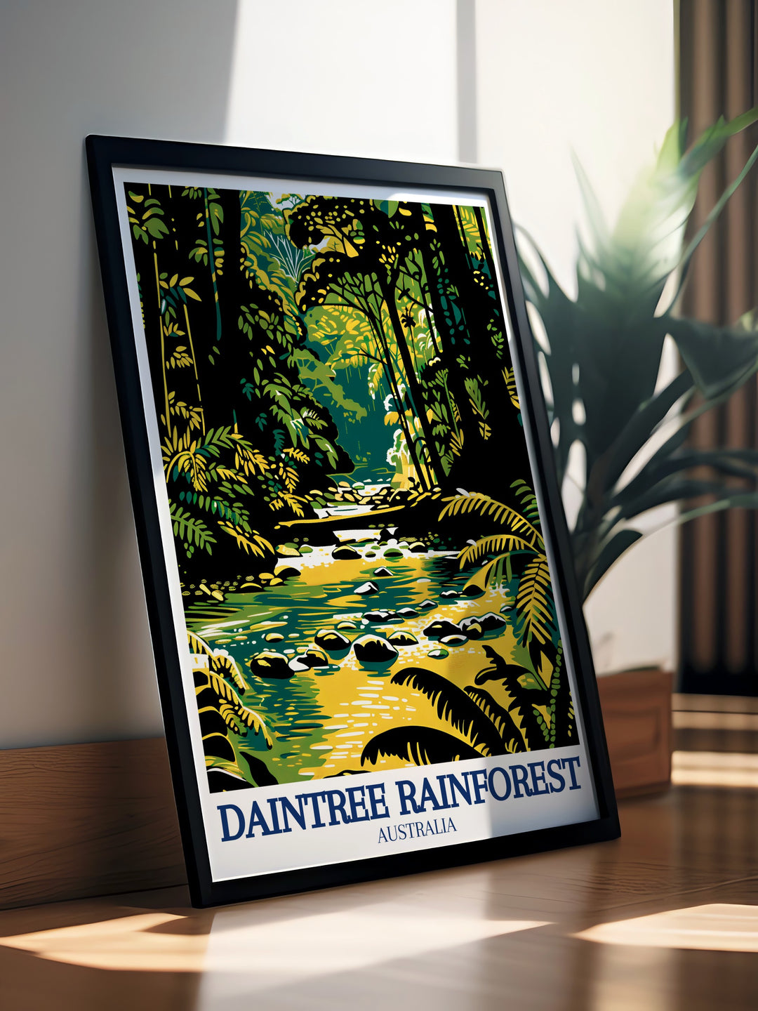 This Daintree Poster captures the enchanting beauty of Australias tropical landscapes, with Mossman Gorge and Emmagen Creek adding to the natural charm. This art print is a must have for those who love the outdoors and the unique environments of Australia.