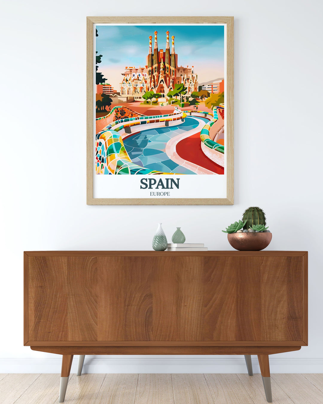 Spain art capturing the charm of Sagrada Familia Park Guell and A Coruna perfect for gifts for girlfriend husband or wife adding elegance to any room