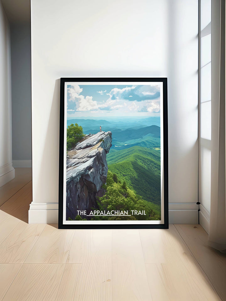 Framed art print of Mcafee Knob, displaying the scenic beauty along the Appalachian Trail, perfect for home or office.
