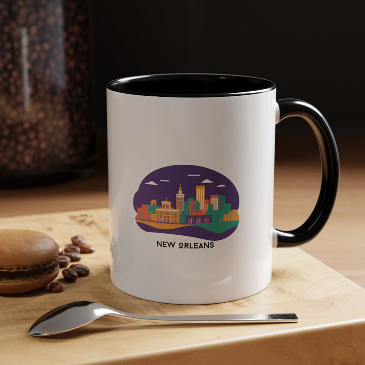 A beautifully designed New Orleans Mug featuring vibrant artwork inspired by the French Quarter. This ceramic mug is dishwasher-safe and microwave-safe, making it perfect for coffee lovers who want to celebrate the spirit of New Orleans with every sip.