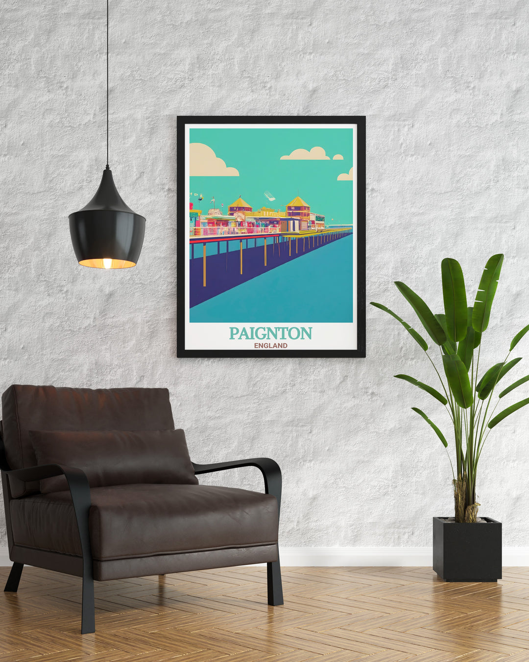 This Paignton Print captures the peaceful ambiance of Devons famous Paignton Pier. The artwork combines the calming blues of the sea with the golden sands of the beach, offering a stunning visual thats perfect for travel enthusiasts and lovers of coastal scenery.