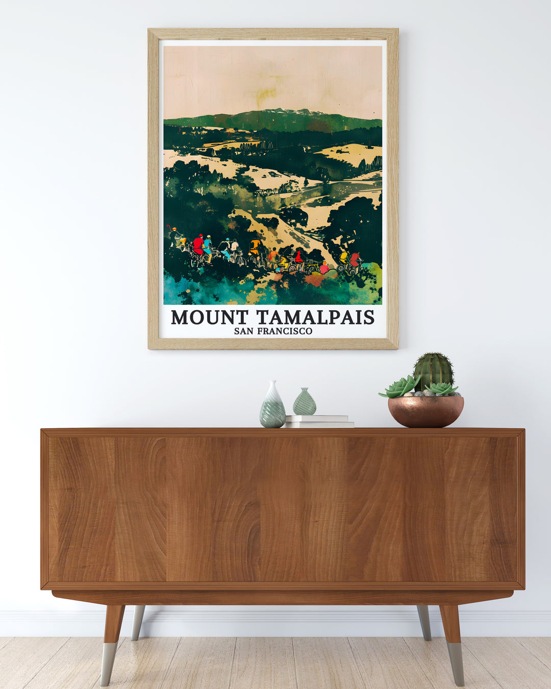 Elegant California artwork with a focus on Mount Tamalpais, complemented by the serene vistas of Mount Diablo and Muir Park. A beautiful addition to any living room or office.