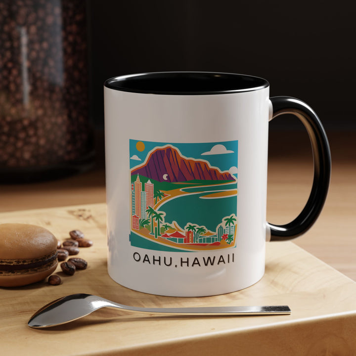 A beautifully designed O‘ahu Hawaii mug showcasing the island’s beauty. Perfect for coffee or tea lovers, featuring vibrant colors of O‘ahu’s tropical beaches. Dishwasher and microwave safe, this mug is a great keepsake for Hawaii enthusiasts.