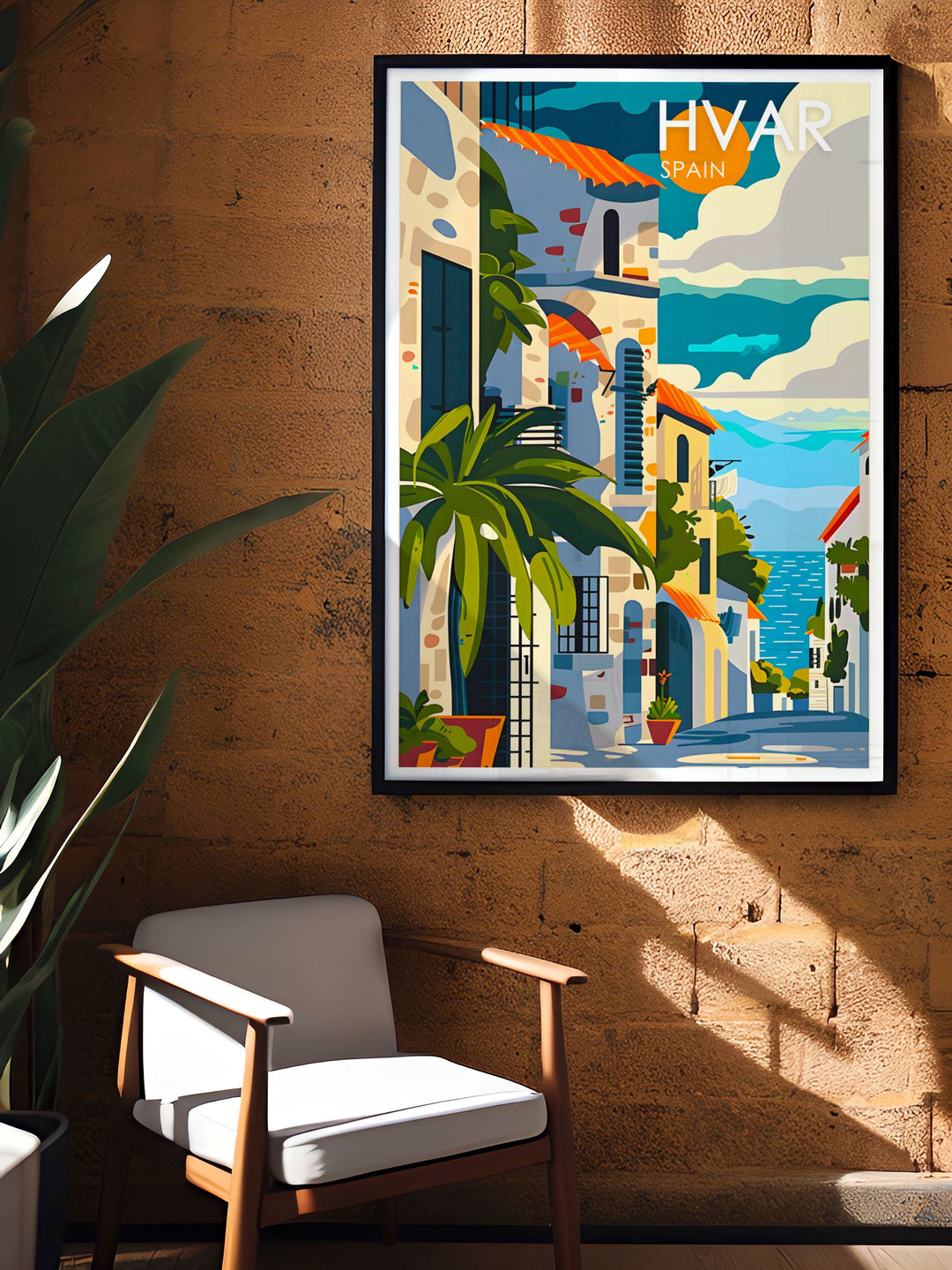 Gallery wall art of St. Stephens Square in Hvar, surrounded by historical landmarks and bustling with life. This print captures the essence of Hvars vibrant culture and rich history, making it a stunning addition to any collection.