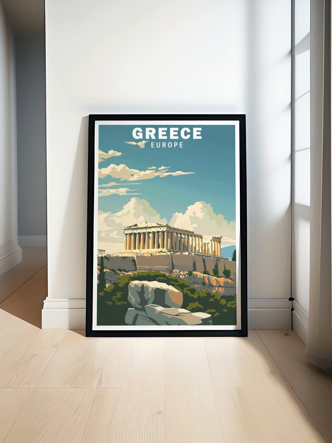 A stunning art print of the Acropolis of Athens, capturing the architectural grandeur of ancient Greece. This poster is ideal for travelers and history enthusiasts who wish to display the elegance of Greek history in their home or office.