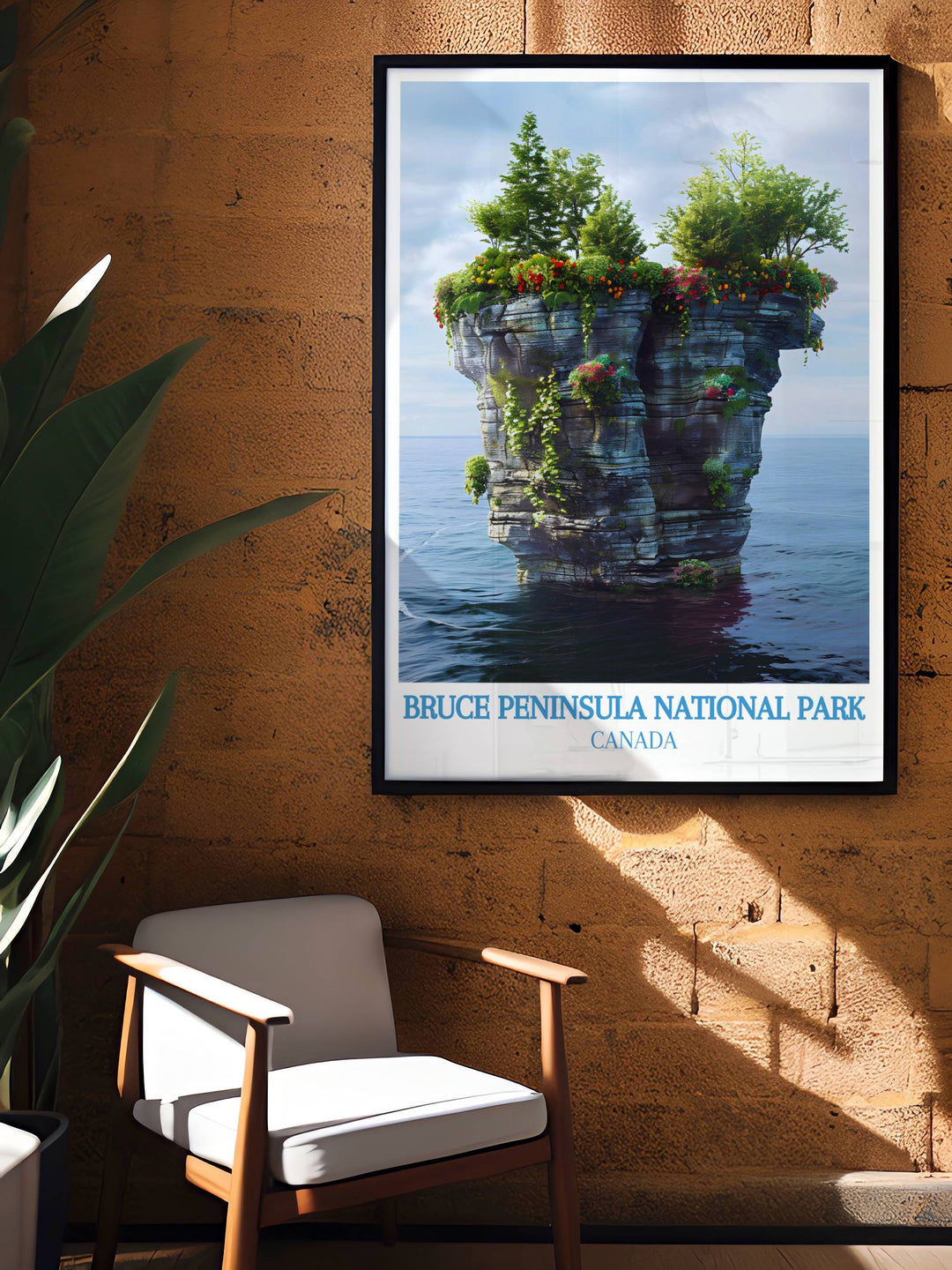 The Flowerpot Island Cottagecore Decor print adds a touch of nature inspired elegance to your home decor with its detailed portrayal of the islands distinctive rock formations and peaceful surroundings