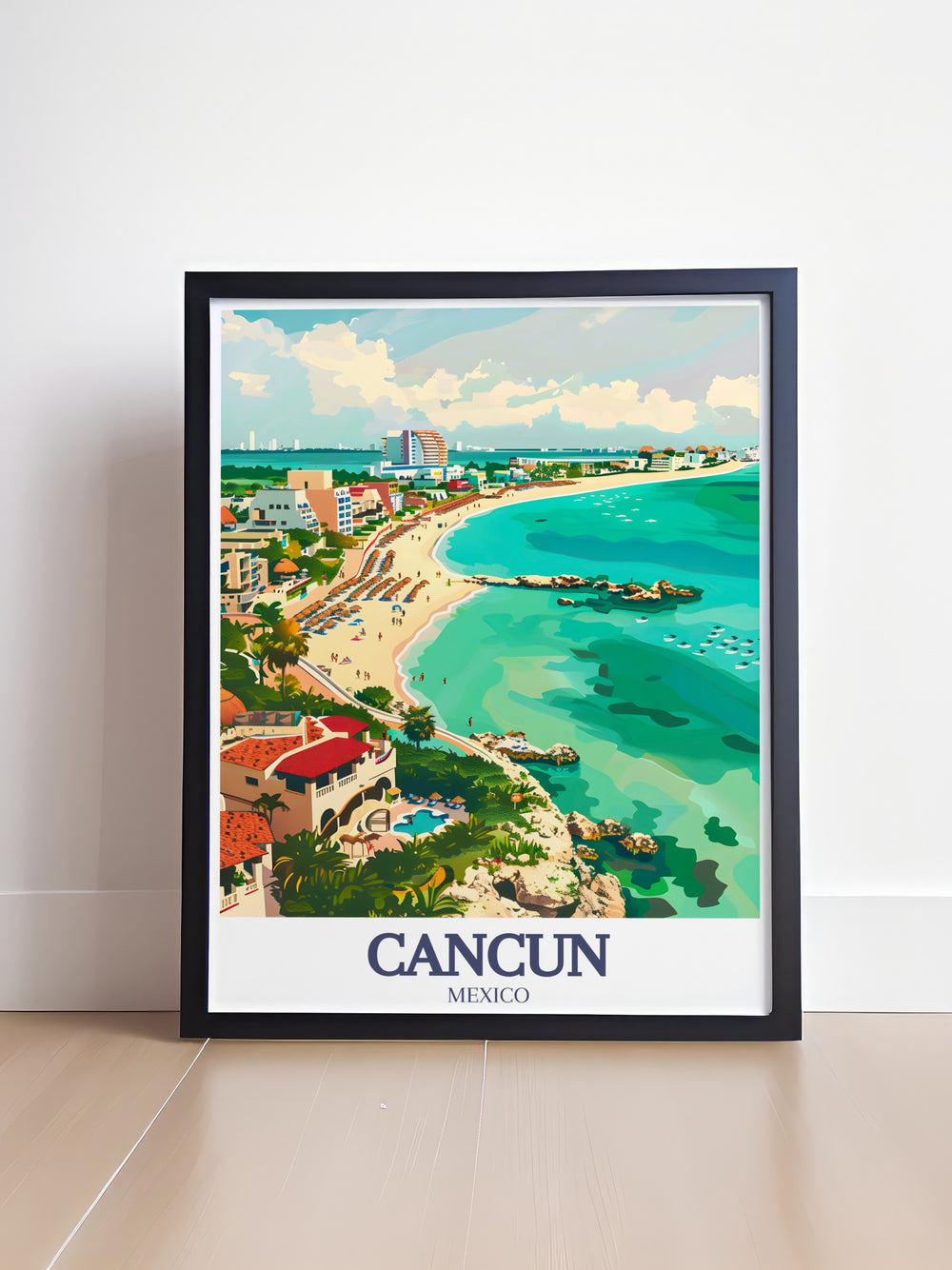 Beautiful Cancun Art and Isla Mujeres, Mia Reef Prints bring tropical vibes into your home with fine line city prints and black and white Cancun photos ideal for sophisticated wall decor