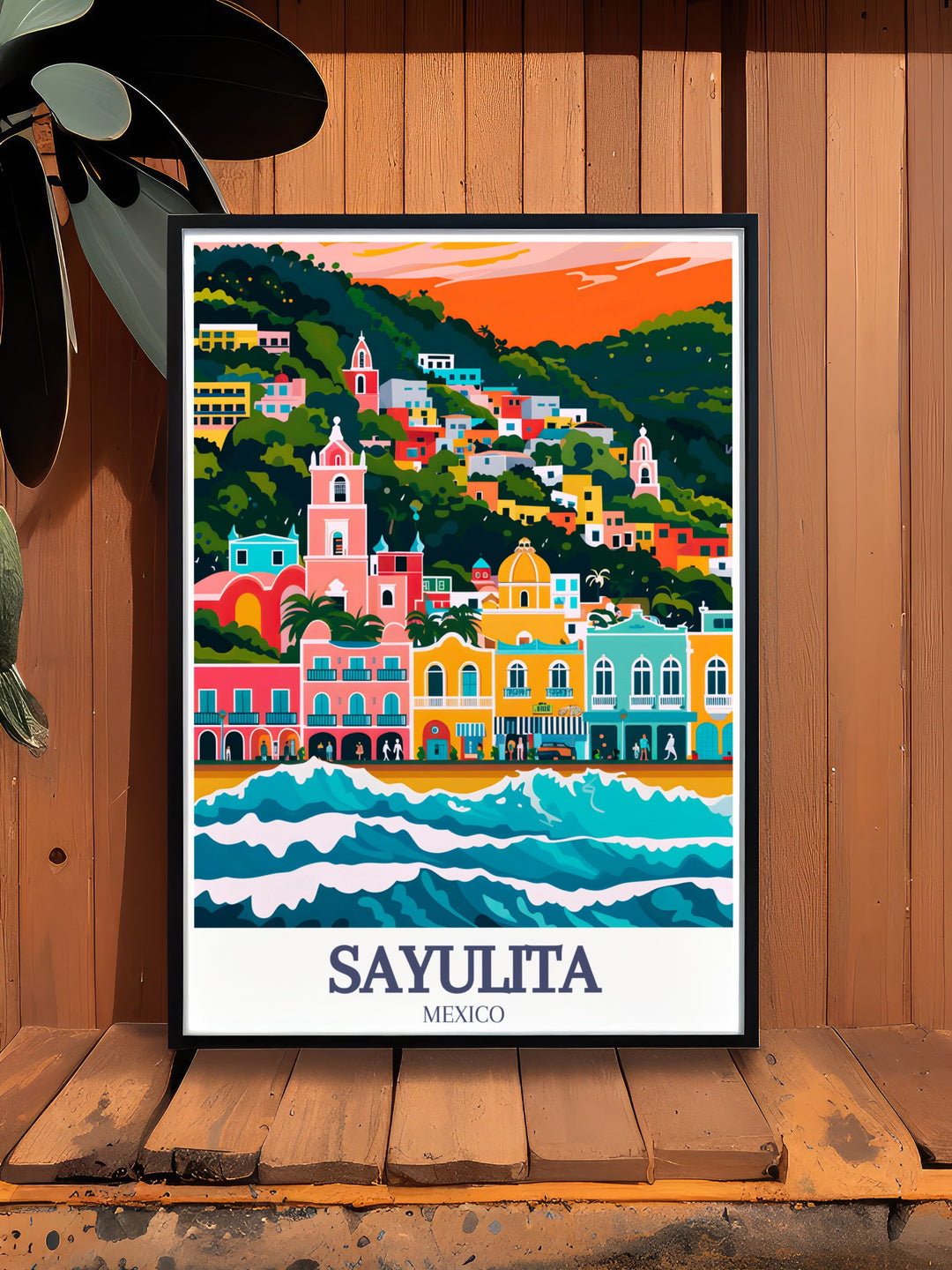 Featuring Sayulitas vibrant Main Street and beautiful beach, this travel poster is perfect for adding a touch of Mexicos coastal charm to your home. Its bright colors and detailed illustration make it a standout piece in any collection.