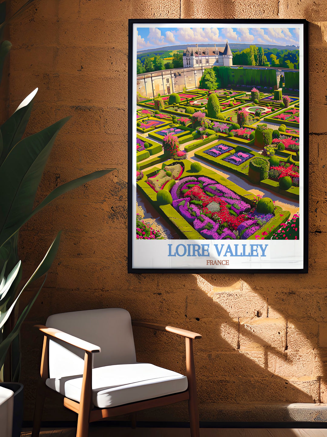 Enhance your home with this captivating art print of Chateau de Villandry set in the lush landscapes of the Loire Valley. A wonderful way to celebrate the beauty of French architecture and add timeless elegance to your decor.