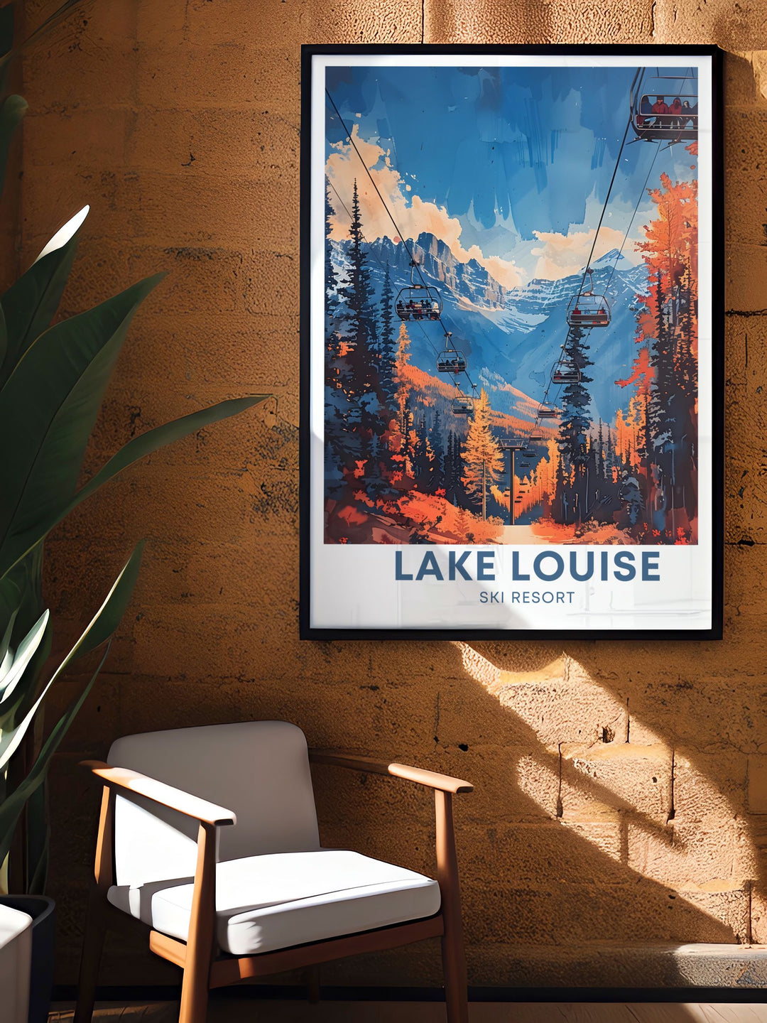 Lake Louise, with its turquoise waters and stunning mountain backdrop, is beautifully illustrated in this poster. Known as the "Jewel of the Rockies," its a must see within Banff National Park and a serene addition to any nature lovers decor.