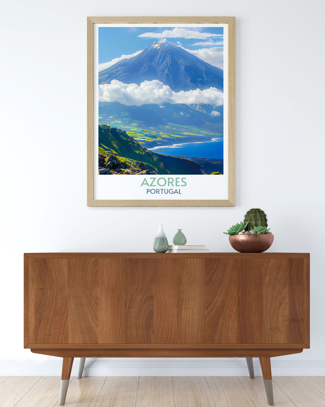 Artistic representation of Pico Island streets and landscapes, a must have for collectors of city prints and Azores wall art.