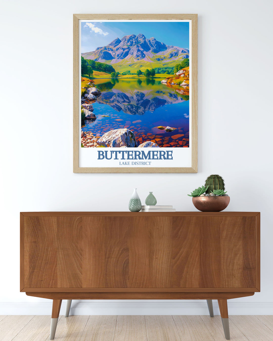 Highlighting the rugged beauty of Haystacks, this travel poster showcases the panoramic views and scenic trails of the Lake District, ideal for nature enthusiasts and home decor lovers.