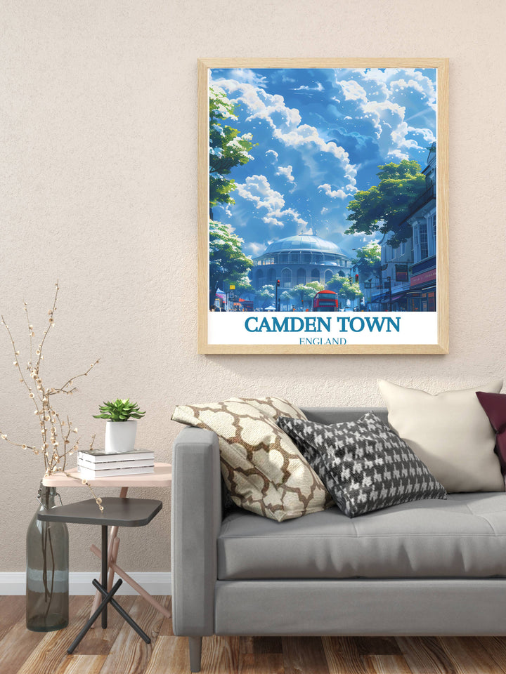 Framed print of The Roundhouse in Camden Town London featuring intricate details and rich colors a standout piece for any art collection or as a thoughtful gift for those who love Londons artistic flair.