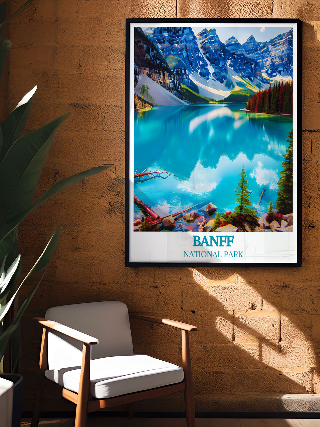 Banff National Park print showcasing a stunning winter scene, ideal for those who appreciate the quiet beauty of snowy landscapes.