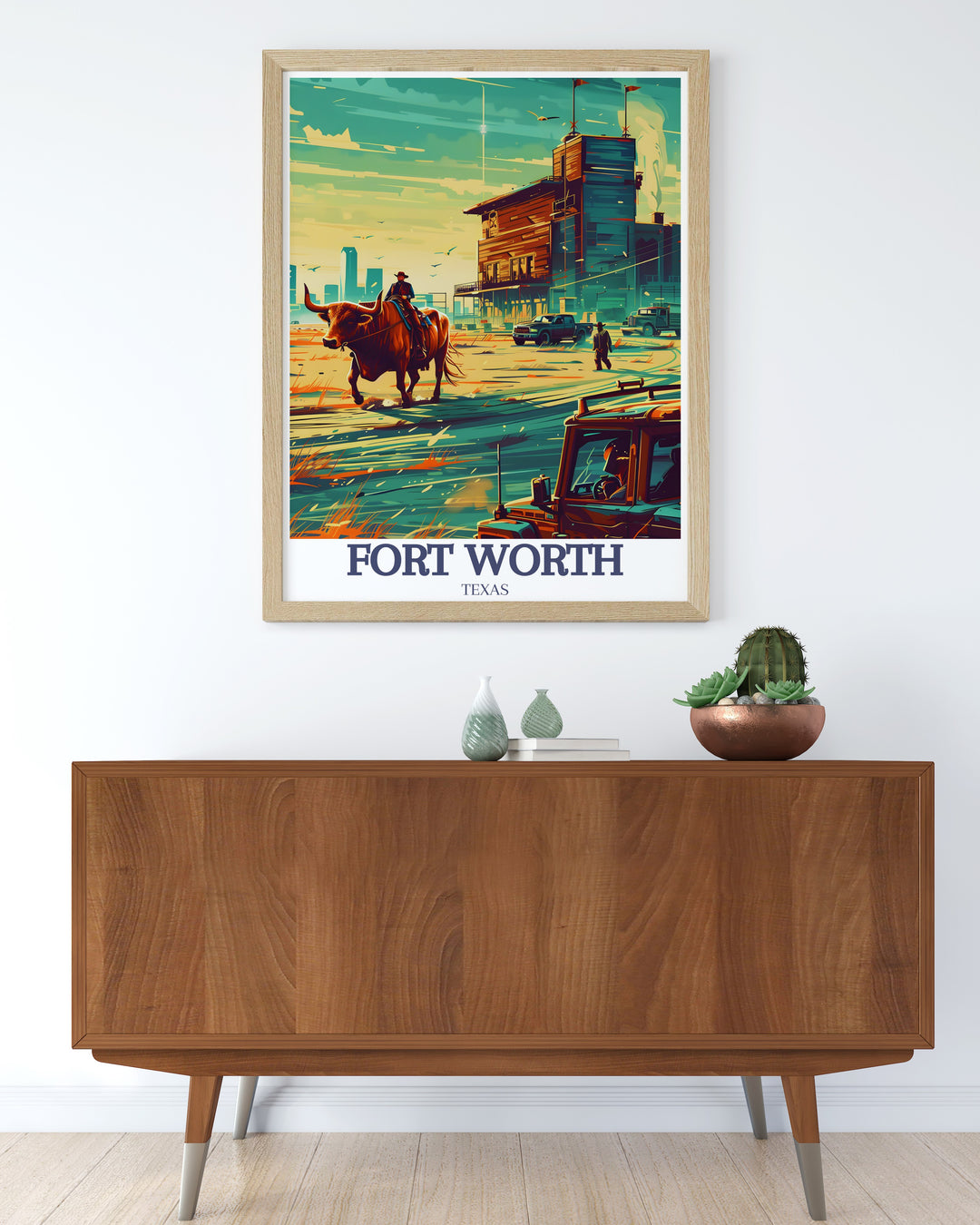 Featuring the Fort Worth skyline and the historic Sundance Square, this travel print is a wonderful gift for anyone who loves Texas. Its high quality print and vibrant colors make it a stunning addition to any space.