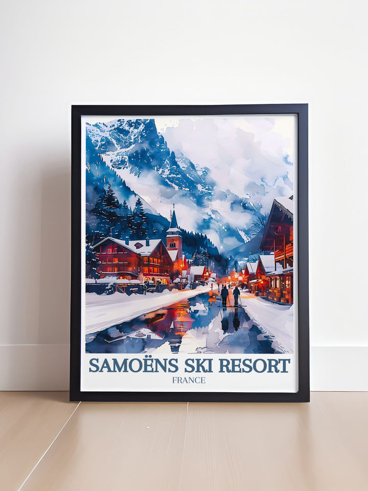 Framed Print of Mont Blanc Grand Massif French Alps featuring the majestic landscapes of Morillon Ski Resort ready to hang and enhance your home decor with elegance