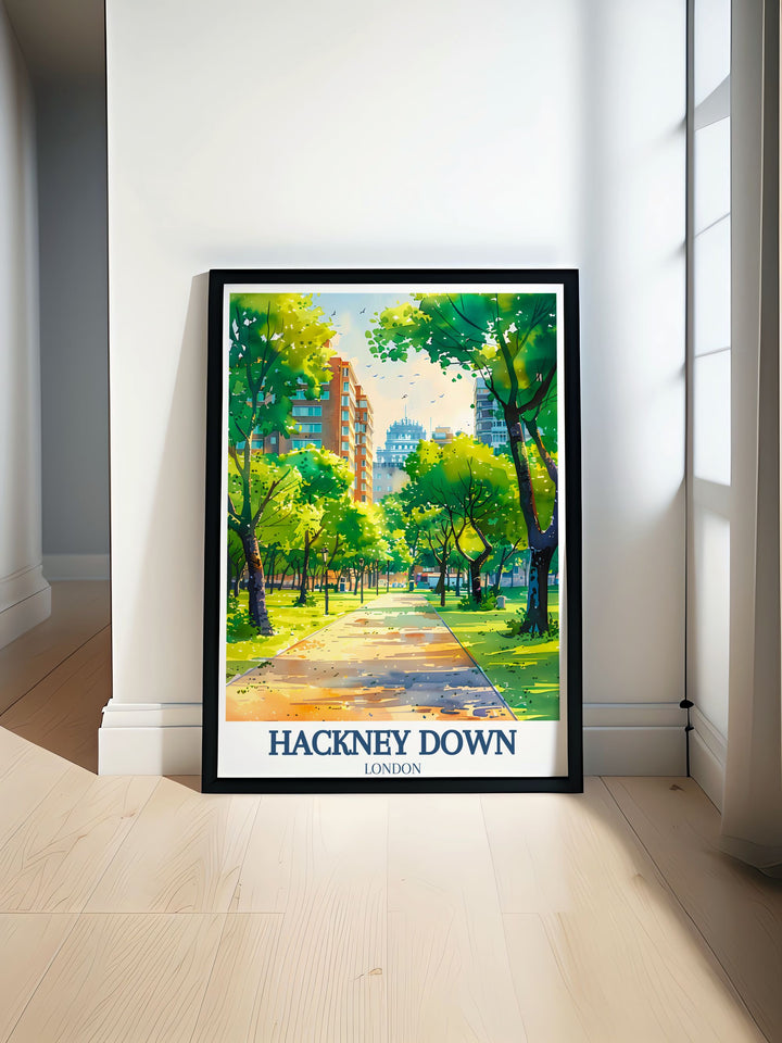 Featuring the vibrant community life of Hackney Downs, this art print highlights the dynamic and lively spirit of one of Londons cherished parks, making it an ideal addition to any room.