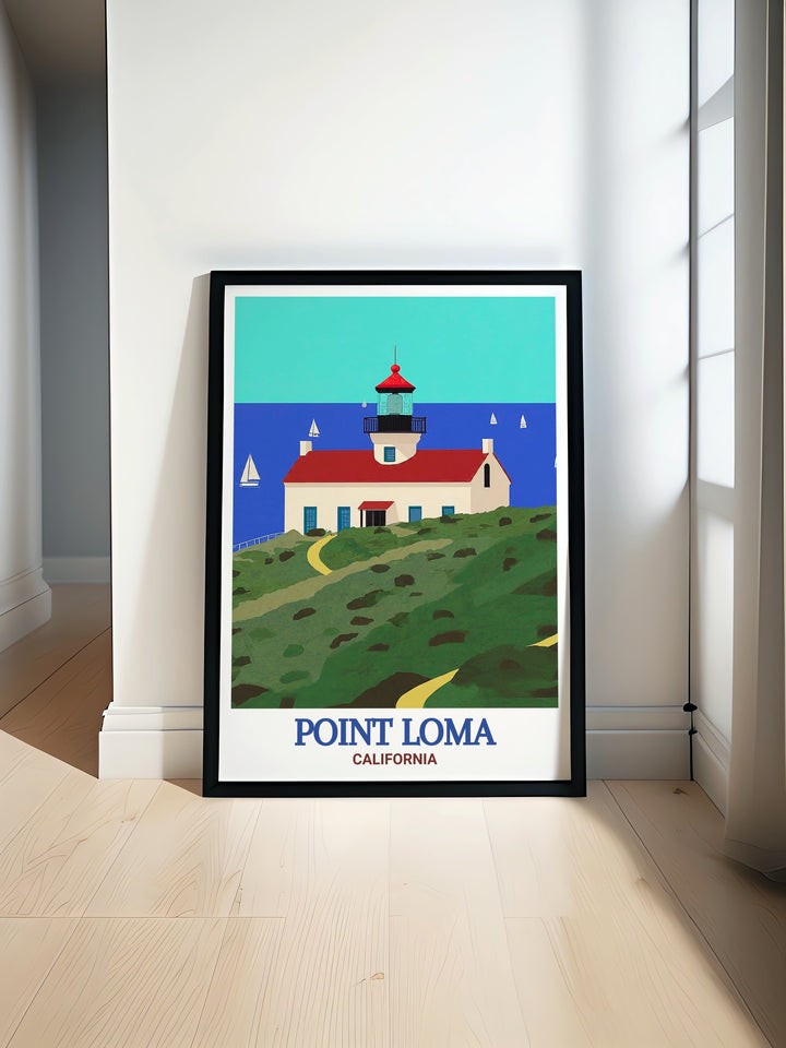 Old Point Loma Lighthouse Modern Prints bring San Diegos coastal beauty to your home with stunning detailed artwork showcasing the historical charm of this iconic lighthouse perfect for San Diego decor or as a thoughtful San Diego gift for any occasion