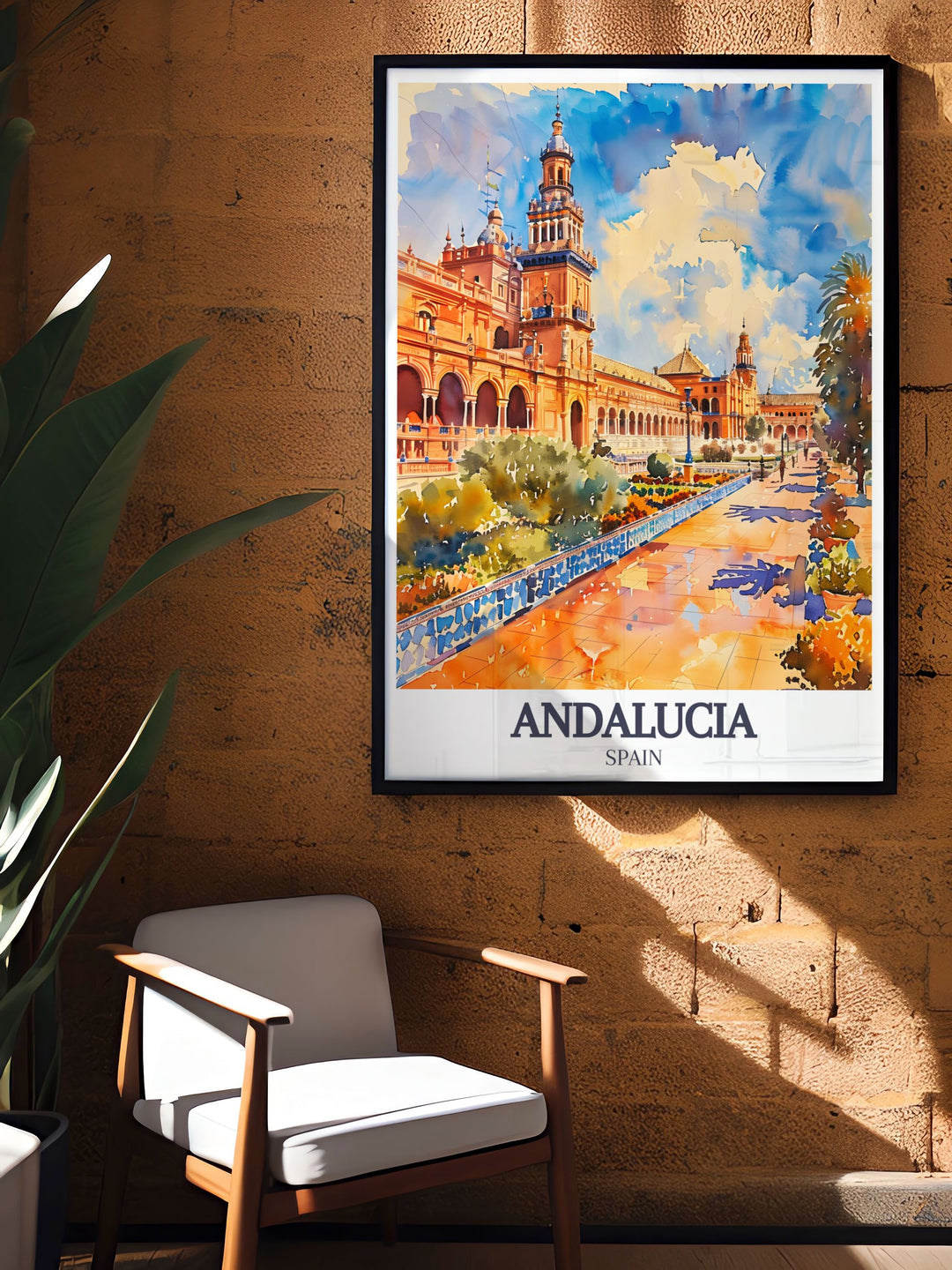 This Alcazar of Seville travel poster brings the majestic beauty of the Ambassadors Hall into your home, with detailed illustrations of its ornate ceilings and traditional Andalusian tiles, ideal for any decor.