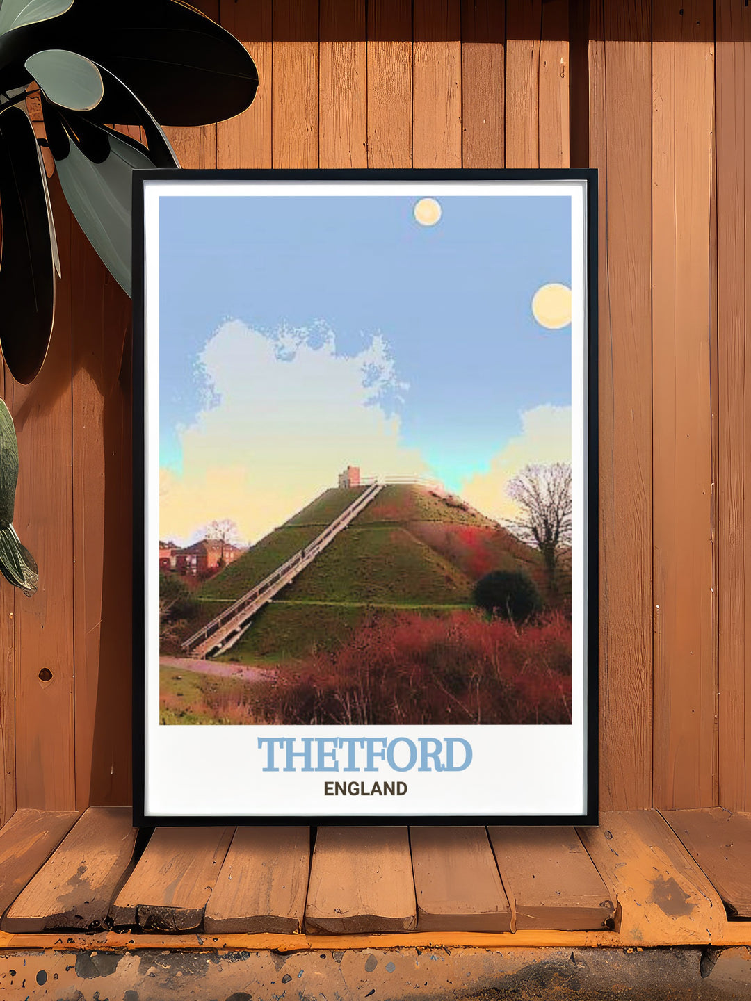 Add a piece of English heritage to your home with this canvas art of Castle Hill in Thetford. The detailed artwork captures the serene landscape and historical significance of the site, offering a perfect blend of art and history for your decor