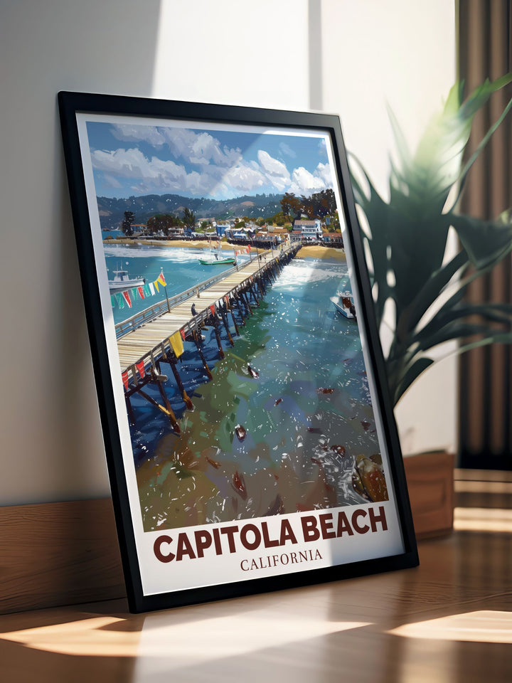Elegant Capitola Wharf Prints perfect for adding a touch of coastal elegance to your home decor suitable for any room whether it is the living room bedroom or office this artwork brings a sense of peace and nostalgia