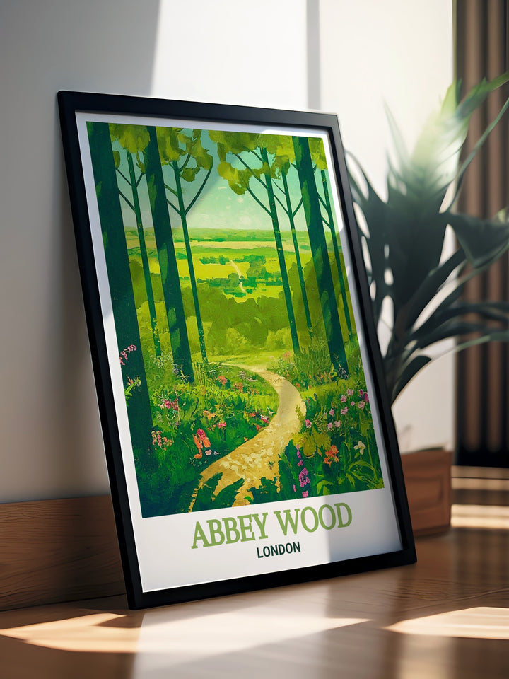 Stunning living room decor featuring Bostall Wood and Abbey Wood a framed print that showcases the tranquil ambiance of South East Londons Lesnes Abbey Woods perfect for creating an inviting atmosphere in any room