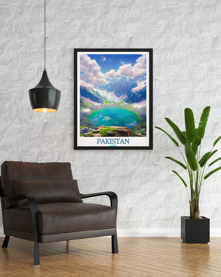 Beautiful Lahore Print featuring detailed Lahore City Map and the serene beauty of Saif ul Muluk Lake offering a unique combination of urban vibrancy and natural tranquility ideal for home decor and personalized gifts