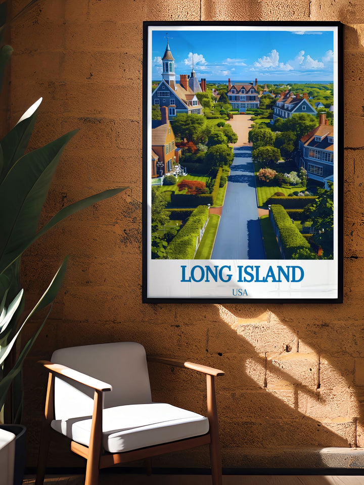Showcasing both Long Island and the Hamptons, this travel poster captures the unique blend of cultural richness and natural beauty, perfect for enhancing your living space with coastal elegance.