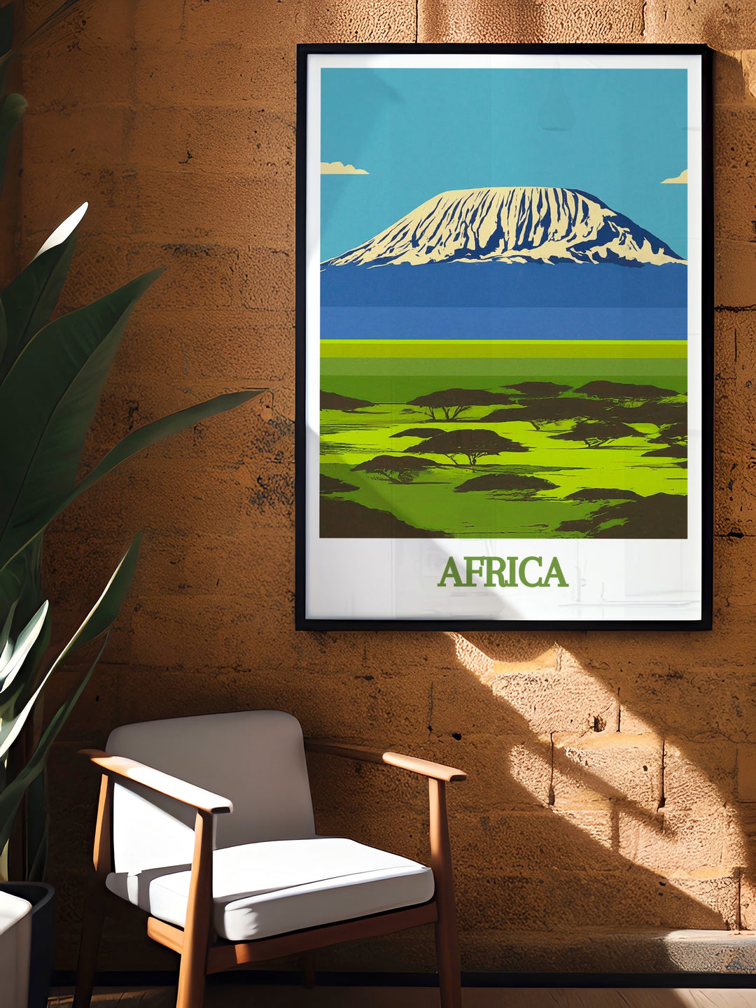 National Park Poster capturing the iconic Mountain Gorilla in its natural habitat within Bwindi Forest and the awe inspiring peaks of Mount Kilimanjaro adding a sense of adventure to any room