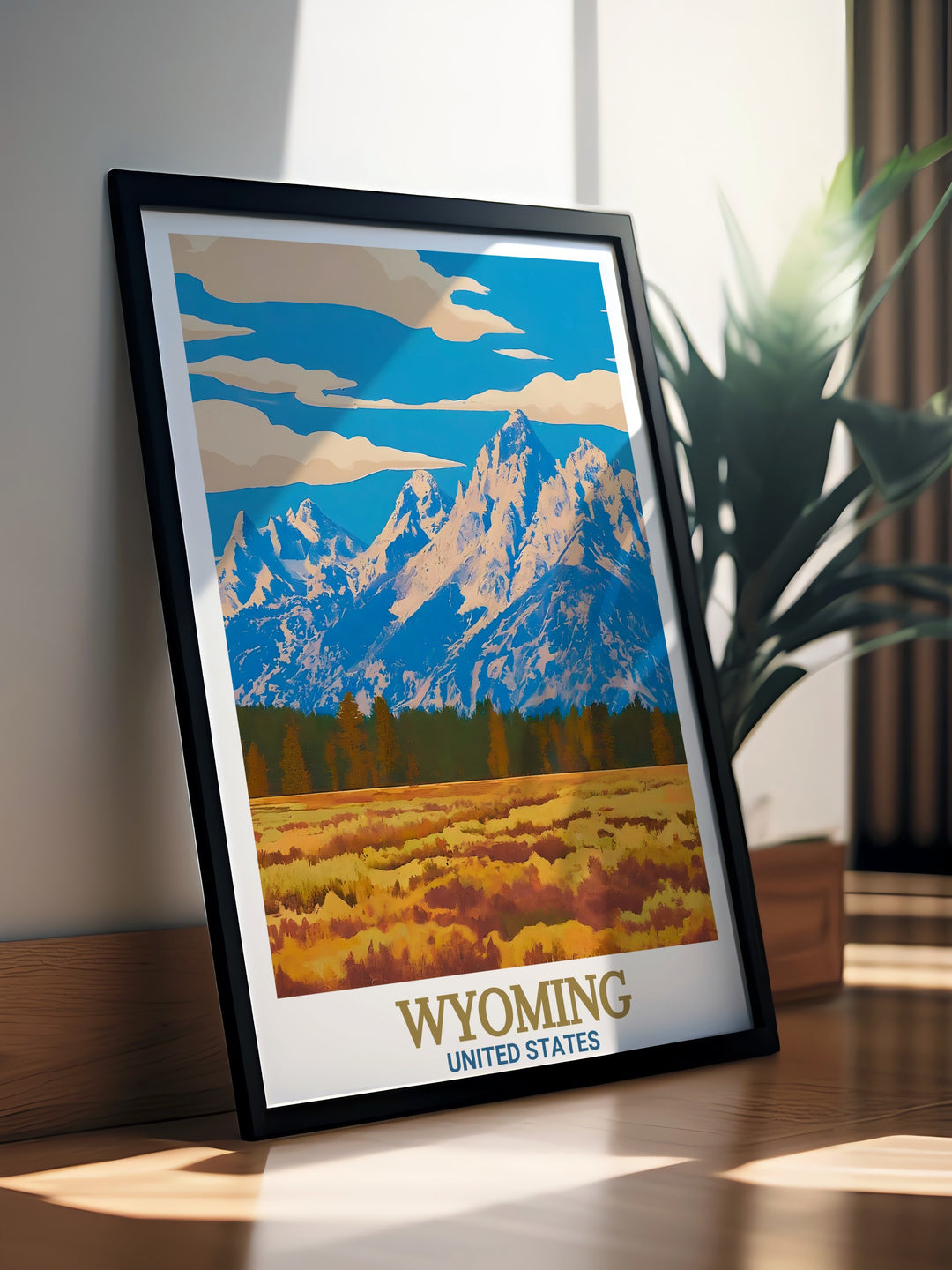 Jackson Hole Print featuring the rugged charm of Jackson Hole Wyoming and the majestic Teton Range alongside Grand Teton National Park Modern Art for sophisticated and stylish home decor