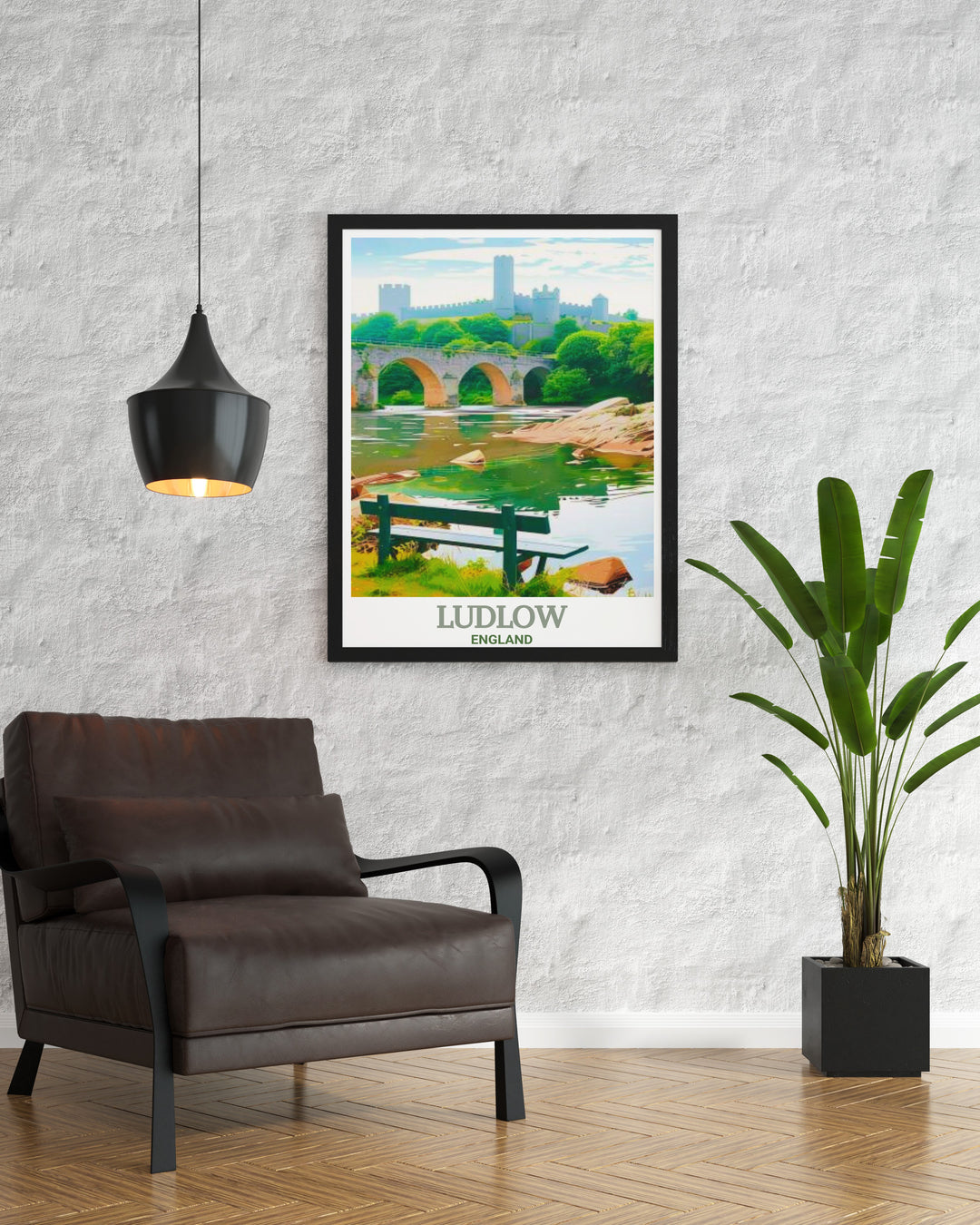 Celebrate the beauty of Ludlow with this Dinham Bridge art print. Perfect for those with a love for Englands history and scenic towns, this artwork brings a touch of British charm to your walls.