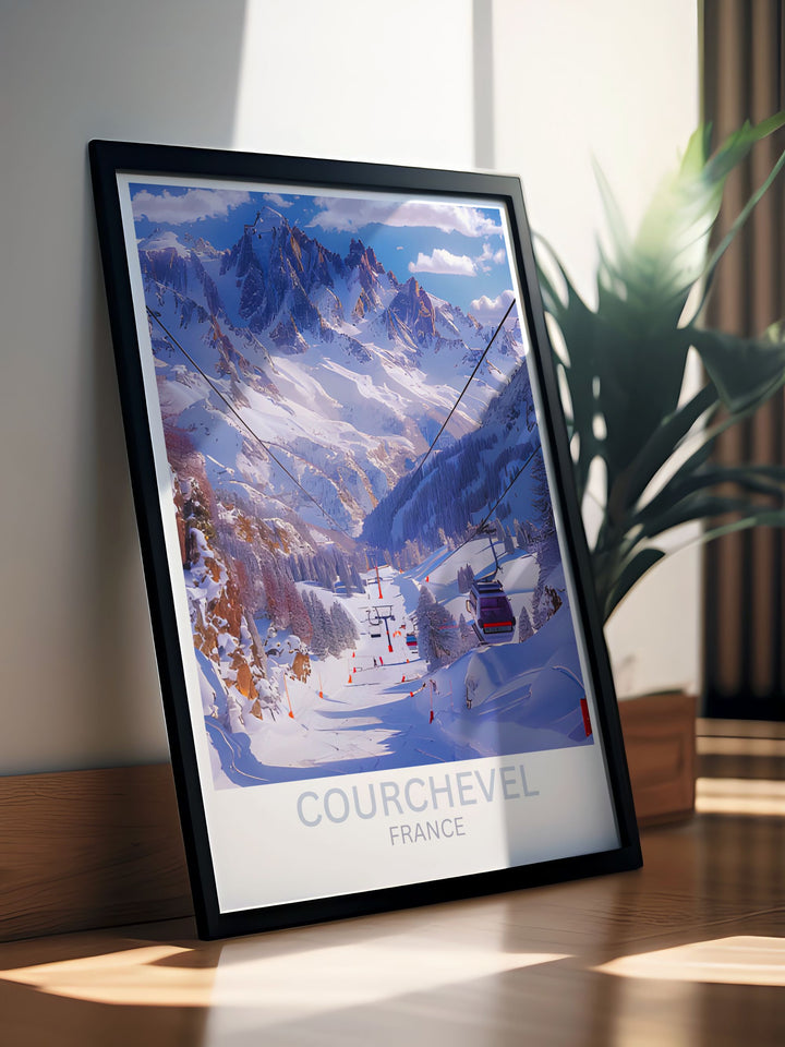 Skiing wall art featuring ski slopes and Courchevel scenes bringing the excitement of the mountains into your home