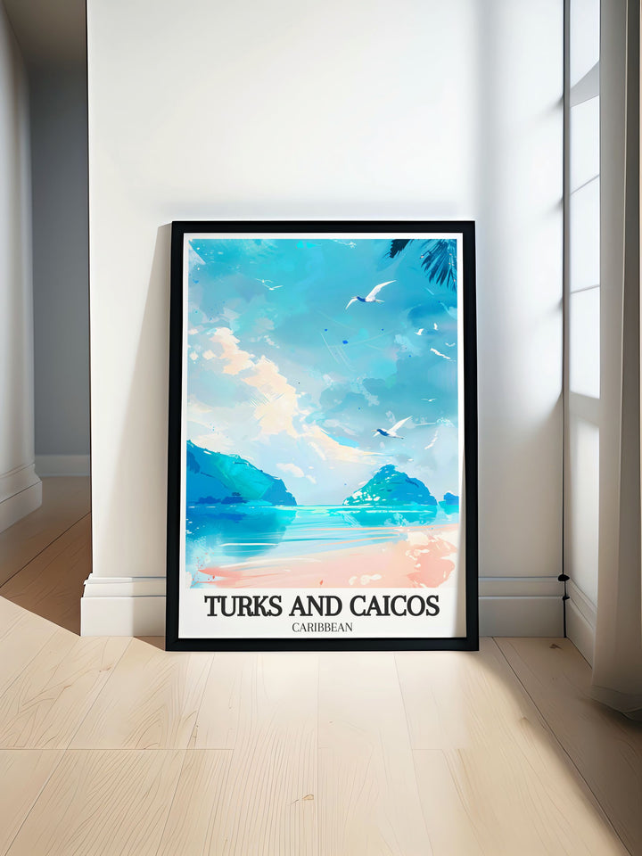 Featuring the stunning scenery of Turks and Caicos, this wall print highlights the natural beauty of Sapodilla Bay. Its vibrant depiction of turquoise waters and white sands is the perfect way to bring the islands tranquility into your home.