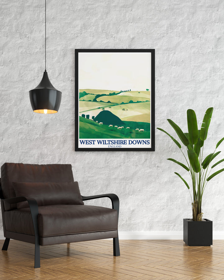 Silbury Hill and Avebury Henge modern prints perfect for creating a stylish and serene living room decor bringing the beauty of the UKs ancient sites into your home