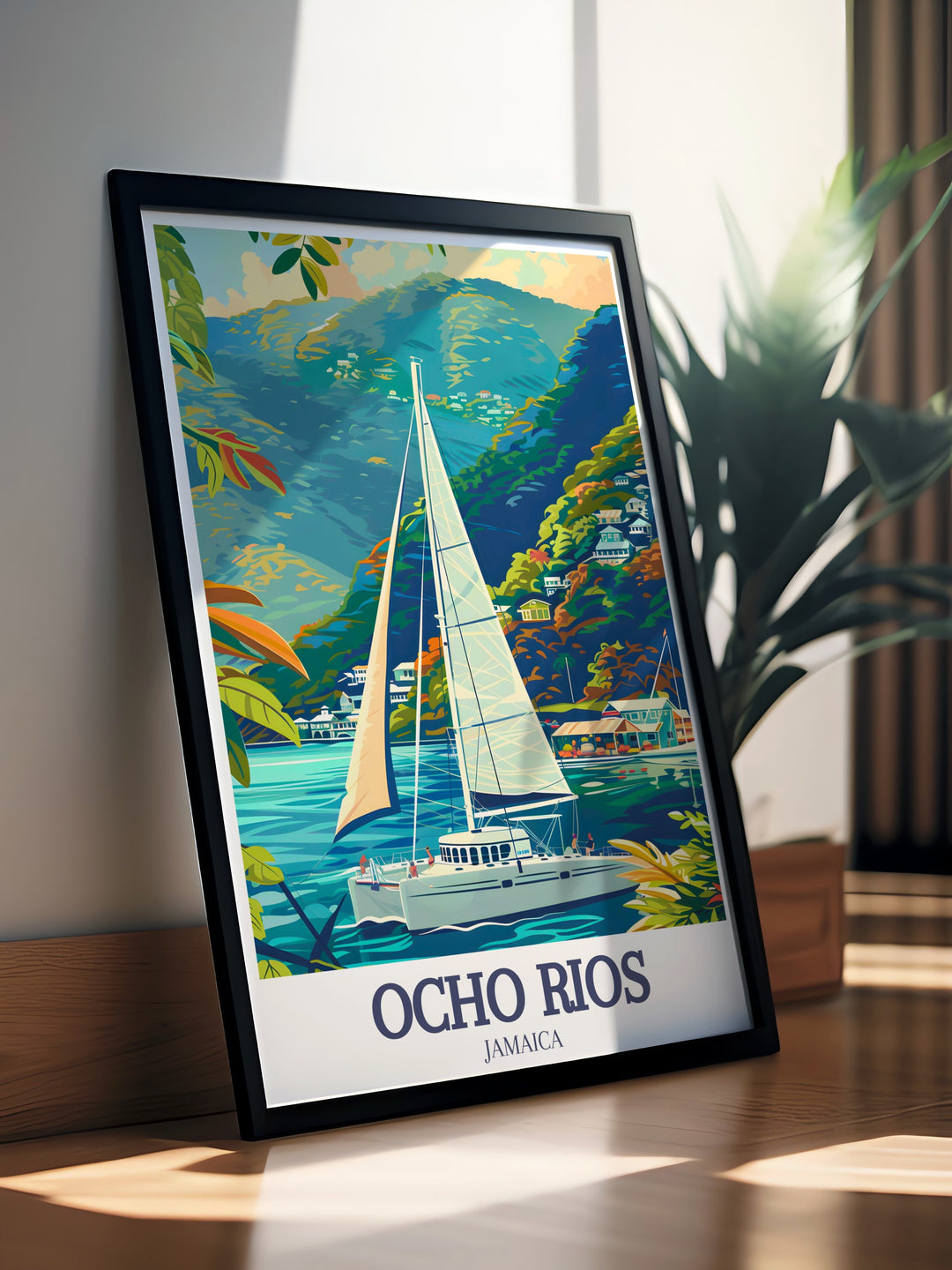 Celebrate the natural beauty of Ocho Rios with this beautifully crafted wall art, depicting the crystal clear Caribbean Sea and the soft sandy beaches that define this Jamaican gem. The detailed imagery and rich colors make this framed art a standout piece for anyone who appreciates tropical landscapes.