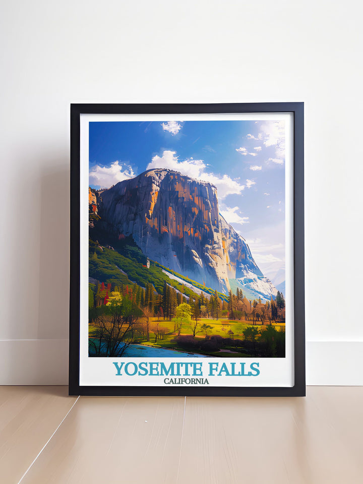 Vibrant El Capitan modern print featuring the iconic rock formation and Yosemites stunning landscape perfect for decor