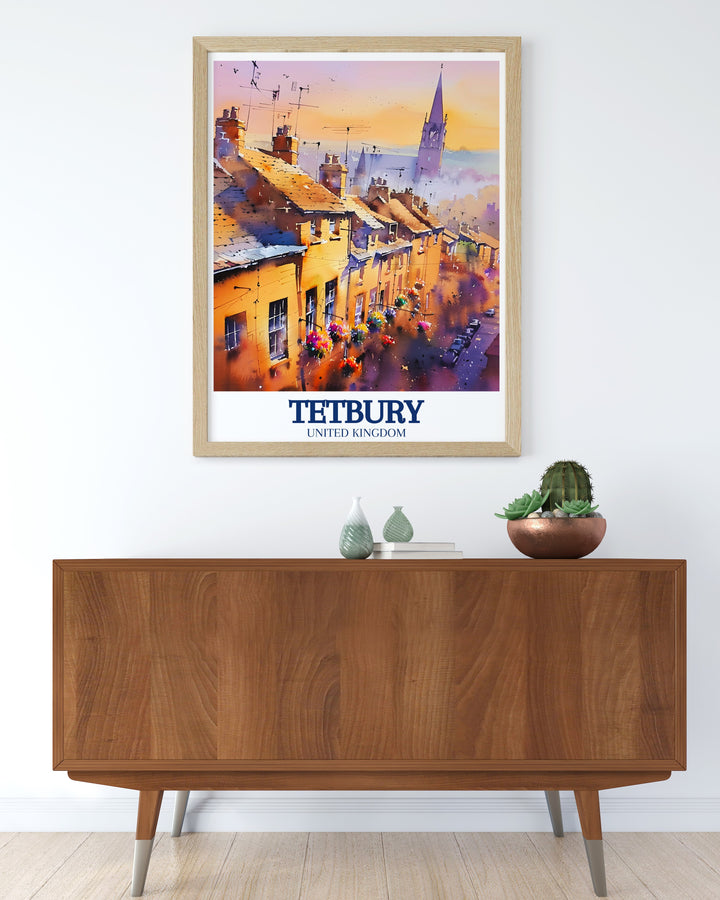 Celebrate the rich history of Tetbury with this canvas art, featuring the iconic Tetbury Church and the picturesque streets of its Cotswold village. This artwork is ideal for lovers of English heritage and makes a thoughtful gift for those who appreciate the charm of rural England.