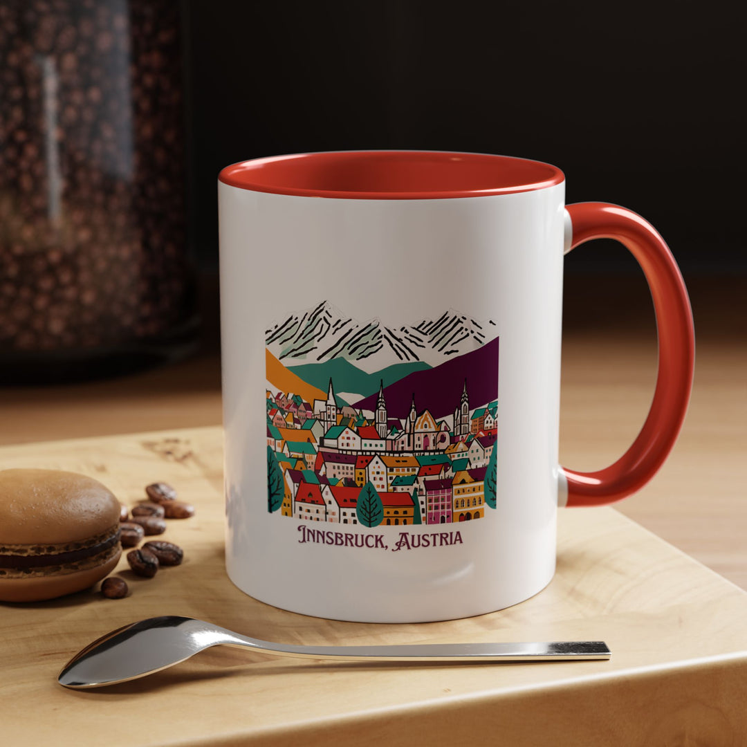 This Innsbruck Austria mug highlights the beauty of the city through vibrant designs. Crafted from durable ceramic and dishwasher-safe, it is ideal for coffee or tea lovers and makes a thoughtful gift for fans of Innsbruck’s picturesque landscapes.