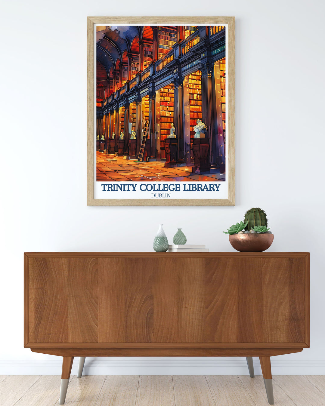 Stunning Trinity College Dublin painting featuring the iconic Long Room and Book of Kells ideal for modern decor and perfect Dublin gifts for history lovers