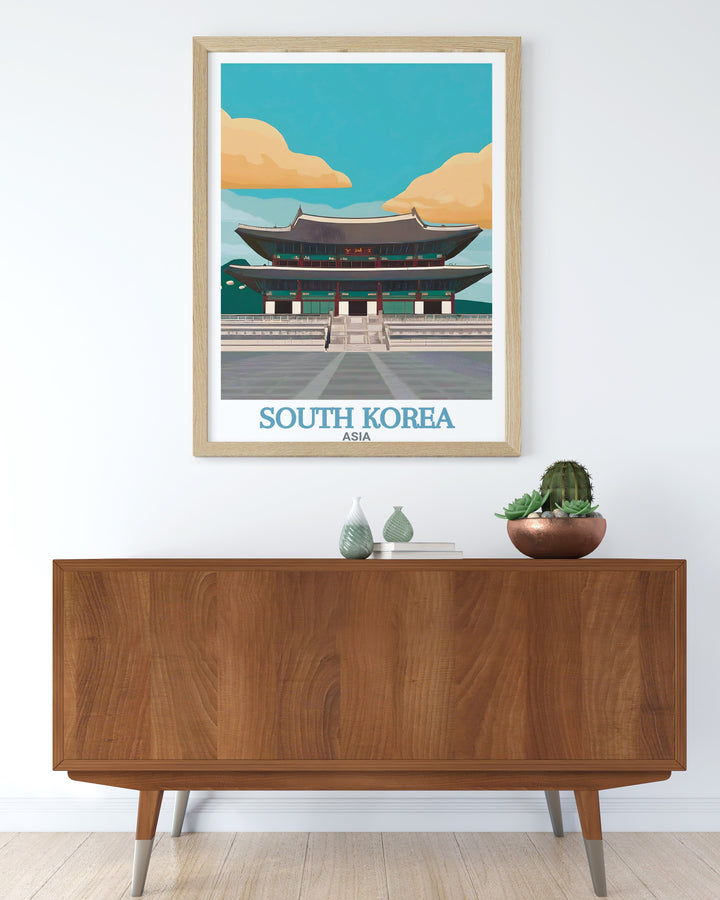 Stunning Seoul wall art featuring Gyeongbokgung Palace offering a blend of traditional Korean architecture and modern aesthetics perfect for your home or office decor