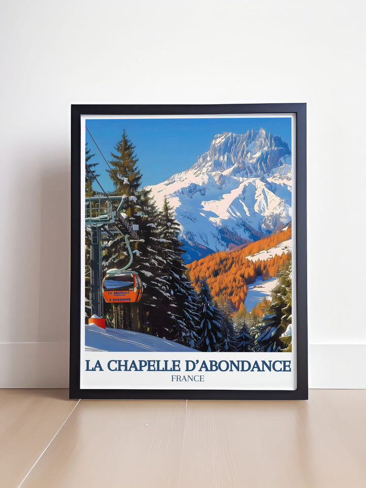 Add a nostalgic touch to your home with a Vintage Ski Print of Dents du midi and Val d Abondance capturing the timeless charm of La Chapelle France and the French Alps